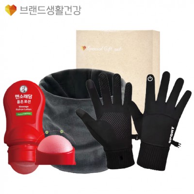 브생건 방한세트 105호(벨벳 넥워머+스마트 방한장갑+멘소래담 롤온 마사지로션)