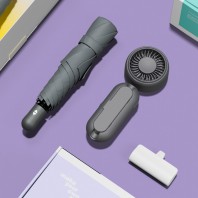 벨솔라 선물세트 초경량 핸디 자동 양우산 + 우산애착 미니 선풍기 + 보조배터리
