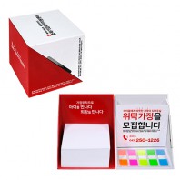 큐브형-큐브박스점착메모함+팝업필름지(10매)+(클립형 외장형자석)