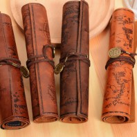 로페리아 가죽 롤 연필 케이스 레트로 연필 가방(0216956)