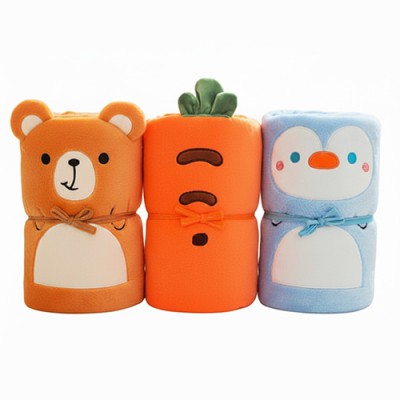 똑딱이 캐릭터 수납 담요 휴대용 무릎 블랭킷