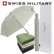 스위스밀리터리 친환경 2단자동 우산+180g코마사타올 세트