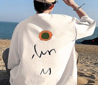 266_남성용 코튼 플로럴 그래픽 프린트 티셔츠