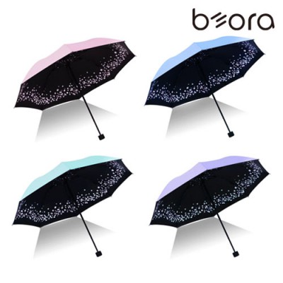 BOR 무지 인쇄우산 파스텔톤 암막 3단 수동 우양산