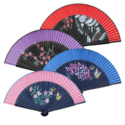 꽃나비 실크천(기성) 전통부채