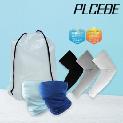 플씨드 여름 3종 EVA파우치 K세트 (라인 쿨토시+무지 쿨 마스크)