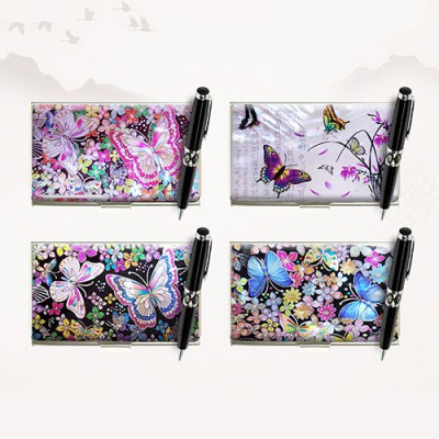 빛나 꽃나비 시리즈 자개 2종세트 (자개명함케이스+자개볼펜) 4종 이미지