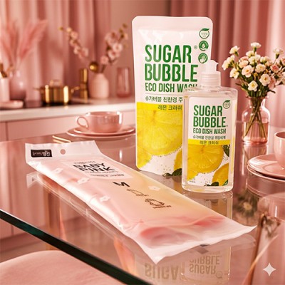 슈가버블 주방세제 베이비핑크 고무장갑 3종세트