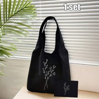 360_블랙 싱글 숄더 캔버스 토트 백 세트