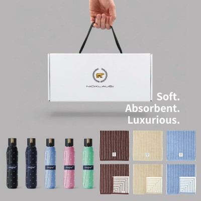 잭니클라우스 3단베어 우양산 + 호텔수건 스트라이프 180g (국산) 선물세트