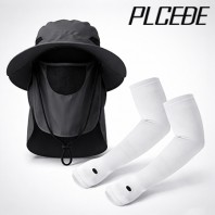 플씨드 와이드 챙 햇빛가리개 모자 + 투밴드 손 쿨토시 2종 세트