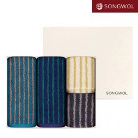 송월 듀얼 스트라이프40 (180g) + 스트라이프 솔리드 34 (66g) 타올 4P 세트 (세면 2 + 핸드 2)