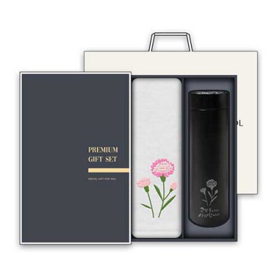 송월 가정의달 텀블러 세트(뉴컬러 무지 타올 1매 + 스마트 텀블러 500ml 1개)