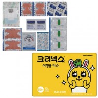 카카오프렌즈 크리넥스 미용티슈 휴대용 구급밴드세트고급형 여행용 2종세트( opp 비닐포장)