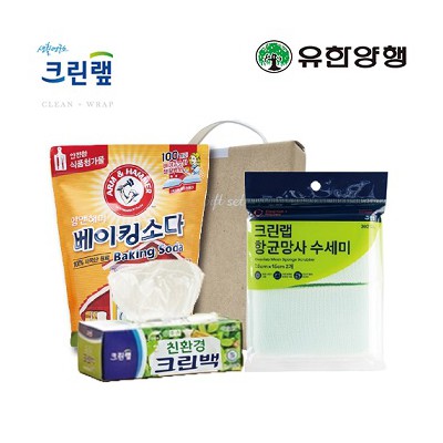 친환경스위트홈세트57호(크린랩크린백+암앤해머베이킹소다500g+항균망사수세미)