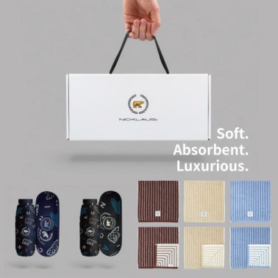 잭니클라우스 5단캡슐패치우양산+호텔수건 스트라이프 180g (국산) 선물세트