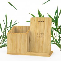 15W 고속 원목 무선충전거치대 연필통 사무실 데스크 EM-14