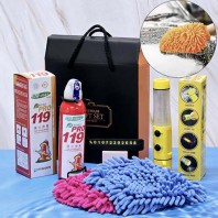 비상용 안전용품 소화기, 소화기 + 위기탈출 망치 후레쉬 랜턴 + 주차번호판+ 청소 장갑 선물세트, 차량용품 자동차용품 타월 세차 타올 답례품