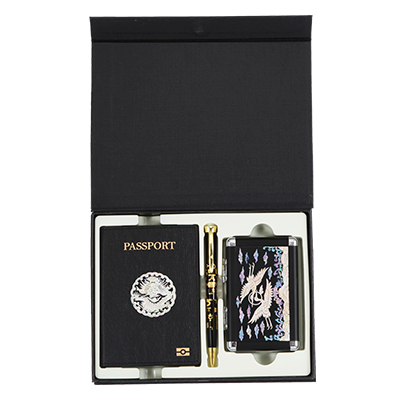 한글볼펜+곤룡포나전가죽여권지갑+쌍학손톱깍이3종세트