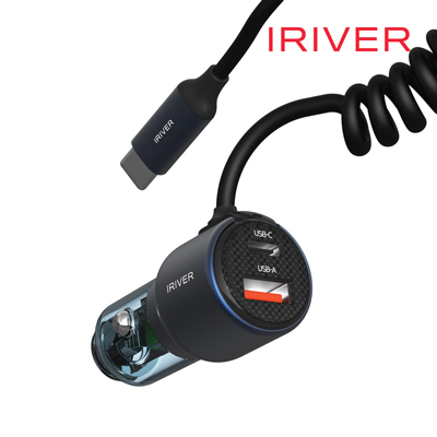 아이리버 IHA-CPD65WACC 65W 일체형 스프링 케이블 3IIN1 초고속 차량용 충전기