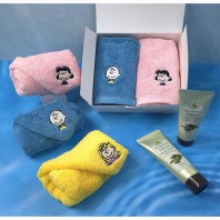 송월 타올 스누피 수건 + 식물나라 핸드크림 로션 선물세트, 타올세트 타올선물 사은품 레디백 타월 세트 타월선물 사은품 답례품
