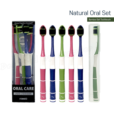 오랄케어 큐빅 죽염광폭LG칫솔5P 미세모세트