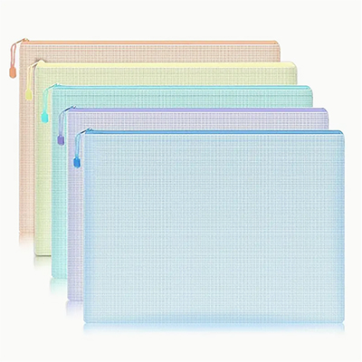 384_5PCS A4 투명 그리드 지퍼 방수 백