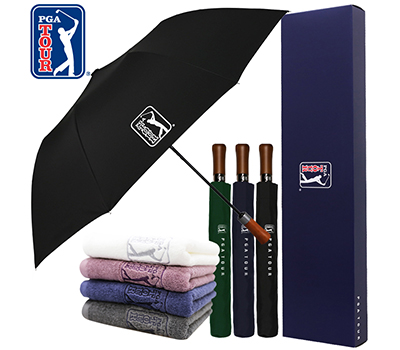 PGA 2단자동 빈티지우드+190g 코마사 호텔타올 세트