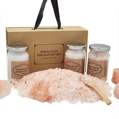 웰세스 S3 히말라야핑크솔트 세트 (핑크알갱이250G,핑크파우더250G,화이트파우더250G,대나무스푼)