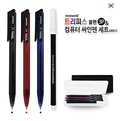 트리피스 볼펜3P & 컴퓨터 싸인펜 세트(4in1)