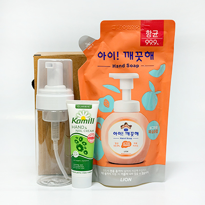 아이깨끗해리필 여행용거품공병 카밀핸드크림 세트