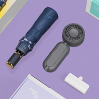 벨솔라 선물세트 썸머브리즈 수동 3단 양우산 + 우산애착 미니 선풍기 + 보조배터리