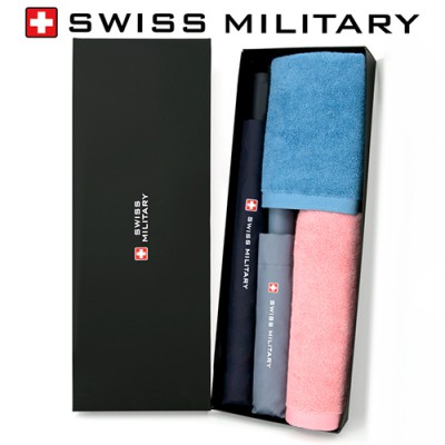 스위스밀리터리 친환경 2단자동+3단수동 우산+150g타올 2P 세트