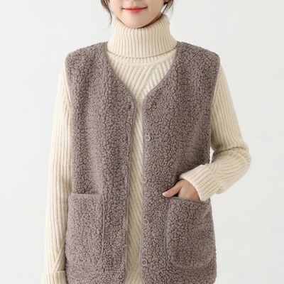 로페리아 단색컬러 여성 모피 조끼(0216867)