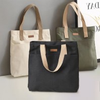 10_인조 가죽 패치 캔버스 지퍼 토트백