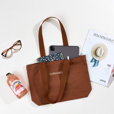 [국내제작] 코튼앤코 커스텀 가로형 컬러 에코백 36x25x8