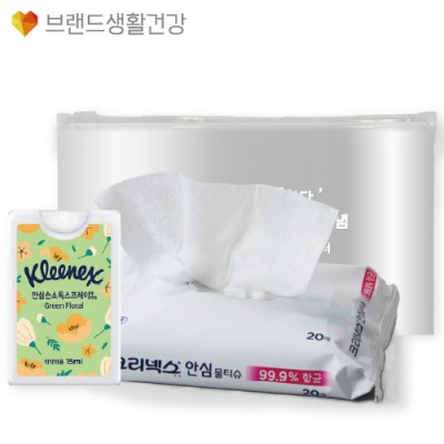 브생건350호 2종세트(크리넥스 안심 손소독 스프레이+안심99.9% 항균 물티슈)