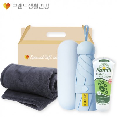 브생건 방한세트 64호(5단 6K UV암막 양우산+카밀 핸드크림100ml+따뜻한 소프트 담요)