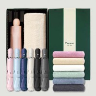 라이트핏 초경량3단 암막양우산+송월타올라이트무지130g 우산타올 선물세트