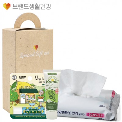 브생건663호 3종세트(카밀 핸드크림+멘소래담 립아이스 립밤+크리넥스 안심99.9% 항균물티슈)