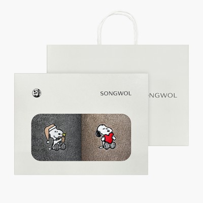 [송월타올] 스누피 멜로우 심플무지 2매 선물세트(쇼핑백)