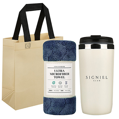 리얼 이중구조 텀블러 + 타올 선물세트