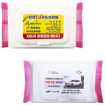 물티슈- 핑크색 캡형60매 40g