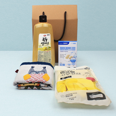 애경 주방세제 500ml 캐릭터 순면 주방타올 4종세 트