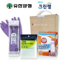 친환경스위트홈세트80호(암앤해머냉장고탈취제+크린랩레이스고무장갑+크린랩항균망사수세미)