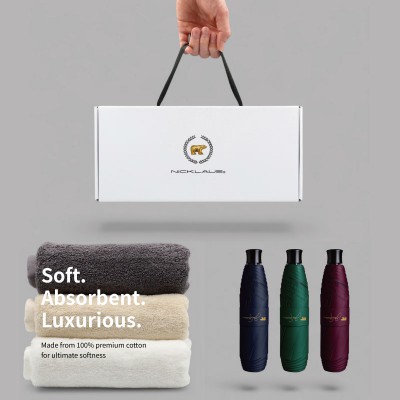 잭니클라우스 3단 암막초미니 + 수건 140g(국산) 선물세트