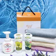독일 카밀 핸드크림 로션 + 송월 타올 수건 + 아이깨끗해, 세면타월 호텔타올 송월 타월 화장품 + 사은품 // 답례품 행사 기념 선물 판촉 기프트세트 선물세트