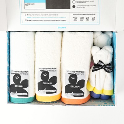 브룸피 뱀부 화이트 수건 타월 3개입+핸드타월 2개입