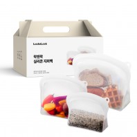 락앤락 프리미엄 실리콘 지퍼백세트600ml + 1.2L + 2L