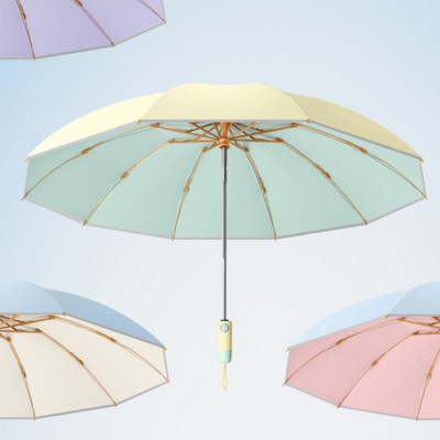 로페리아 파스텔 투톤 3단전자동 거꾸로 양우산(UPF50+)(0215895)